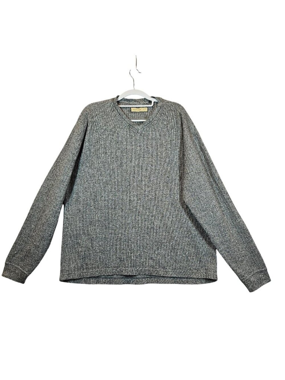 Naturalife Mens XL Gray V-Neck Sweater 100% Cotton Career office hipster dad